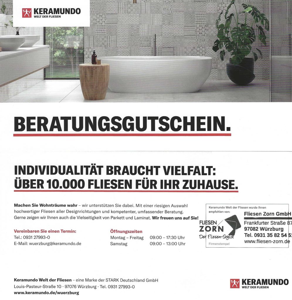 Fliesenleger Würzburg Beratungsgutschein Keramundo